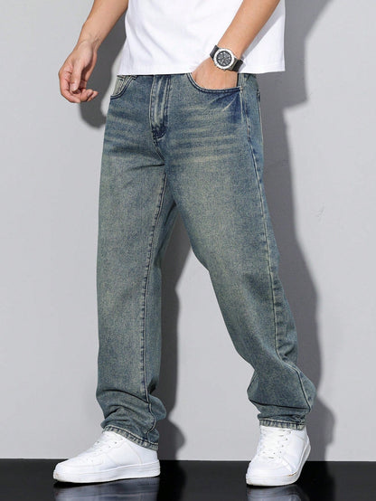 Men's Casual Straight Fit Jeans Versatile Everyday Wear Stylish Comfort