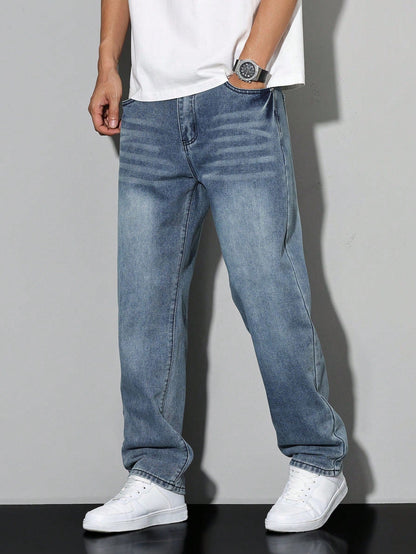 Men's Casual Straight Fit Jeans Versatile Everyday Wear Stylish Comfort