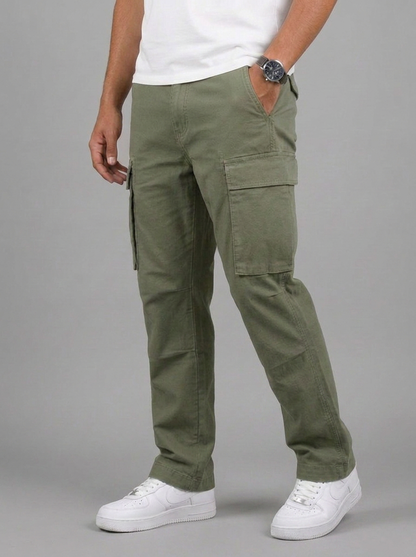 Men's Cargo Trousers Straight Leg Multi-Pocket Casual Everyday Utility