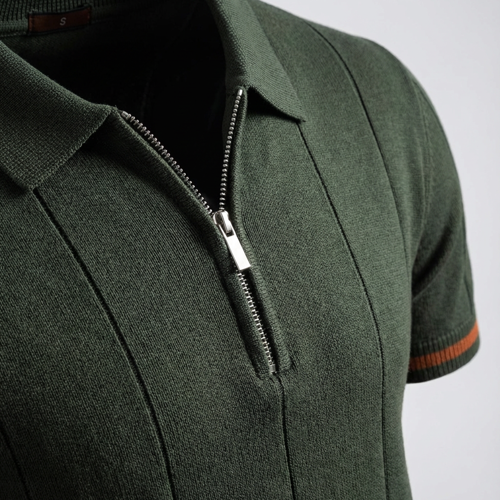 Men's Quarter-Zip Polo Shirt Short-Sleeve Collared Ribbed Casual Smart-Casual Everyday Golf Sport Regular Fit Weller