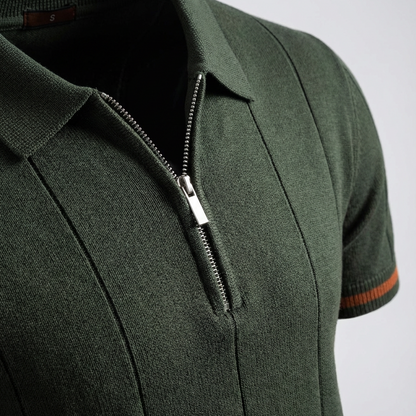 Men's Quarter-Zip Polo Shirt Short-Sleeve Collared Ribbed Casual Smart-Casual Everyday Golf Sport Regular Fit Weller