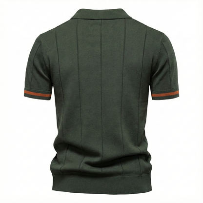 Men's Quarter-Zip Polo Shirt Short-Sleeve Collared Ribbed Casual Smart-Casual Everyday Golf Sport Regular Fit Weller
