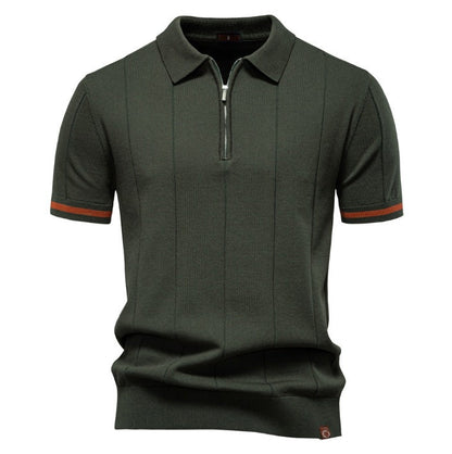Men's Quarter-Zip Polo Shirt Short-Sleeve Collared Ribbed Casual Smart-Casual Everyday Golf Sport Regular Fit Weller
