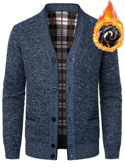 Men's Fleece Knit Cardigan Relaxed Fit Open Front Layering Everyday Wear