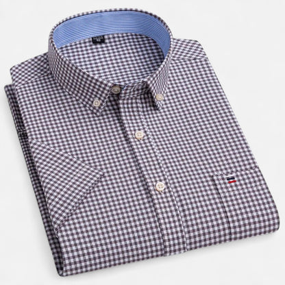 Men's Button-Up Shirt Classic Short-Sleeve Collared Casual Holiday Beach Smart-Casual Everyday Relaxed Fit Halsey