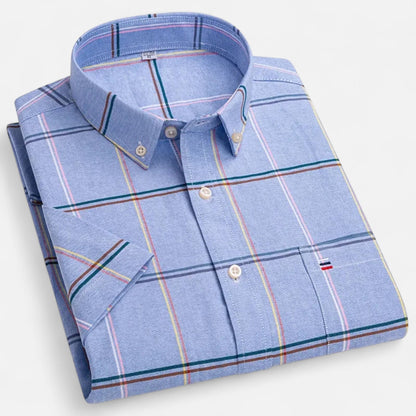 Men's Button-Up Shirt Classic Short-Sleeve Collared Casual Holiday Beach Smart-Casual Everyday Relaxed Fit Halsey