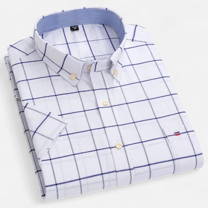 Men's Button-Up Shirt Classic Short-Sleeve Collared Casual Holiday Beach Smart-Casual Everyday Relaxed Fit Halsey
