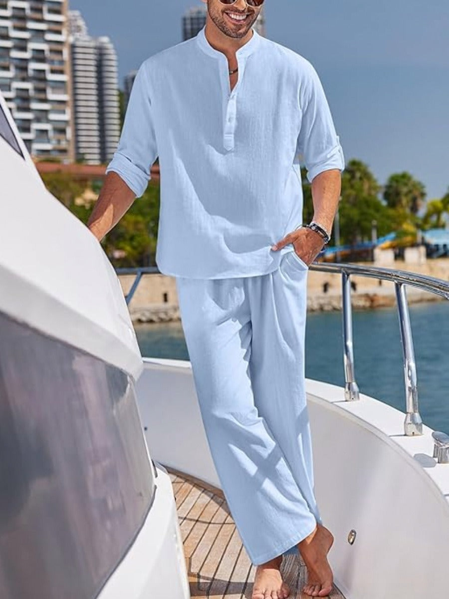 Men's Casual Set Two-Piece Short-Sleeve Matching Shirt & Shorts Casual Everyday Holiday Outfit Co-Ord Donovan