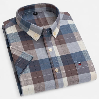 Men's Button-Up Shirt Classic Short-Sleeve Collared Casual Holiday Beach Smart-Casual Everyday Relaxed Fit Halsey