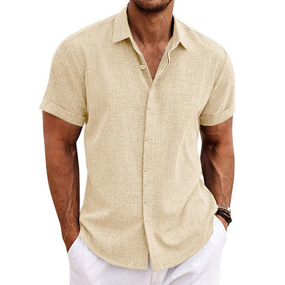 Men's Textured Shirt Short-Sleeve Point Collar Button-Down Casual Smart-Casual Holiday Everyday Reid