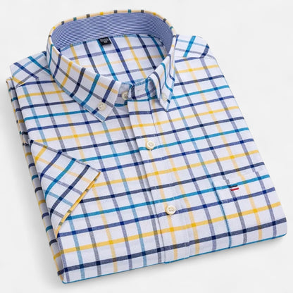 Men's Button-Up Shirt Classic Short-Sleeve Collared Casual Holiday Beach Smart-Casual Everyday Relaxed Fit Halsey