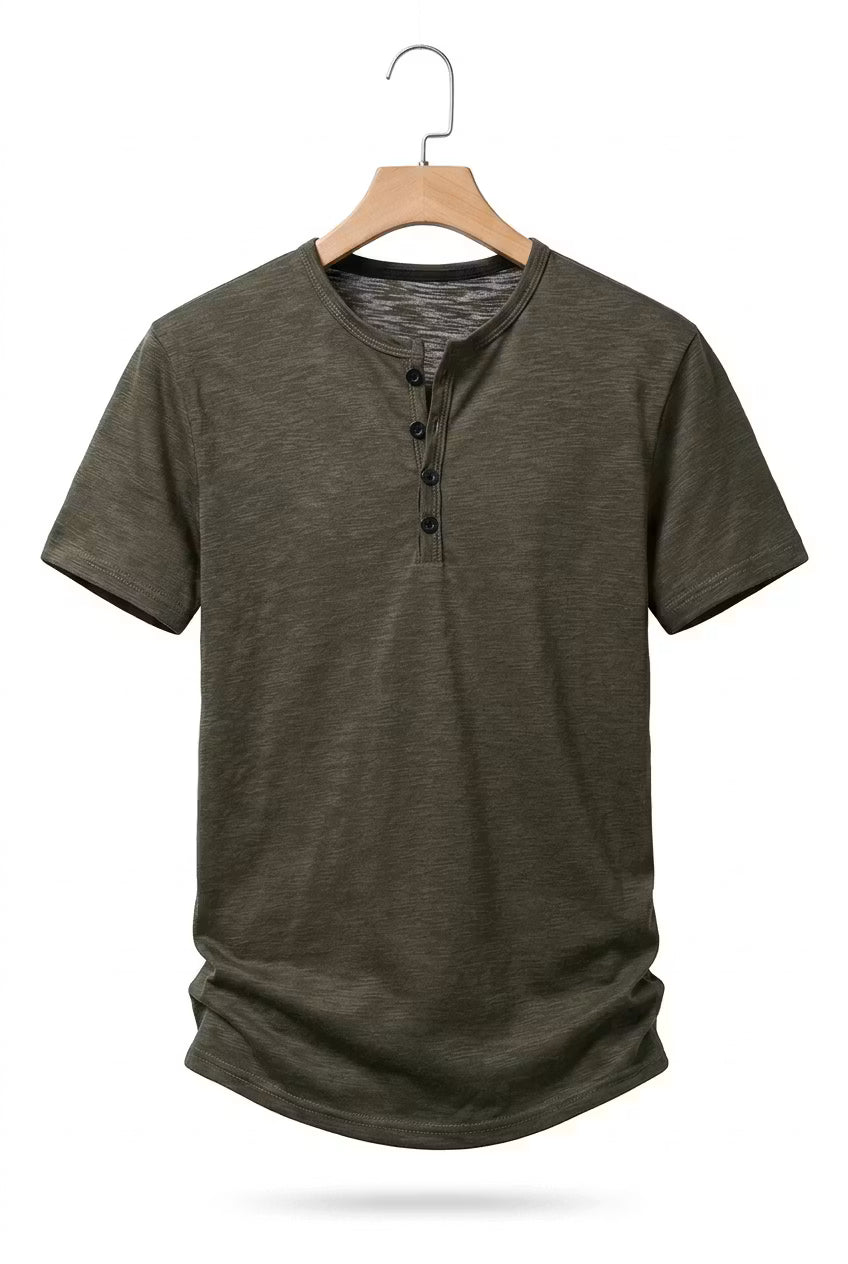 Men's Henley Shirt Short-Sleeve Button Placket Slim Fit Casual Smart-Casual Everyday Layering Relaxed Versatile Marden