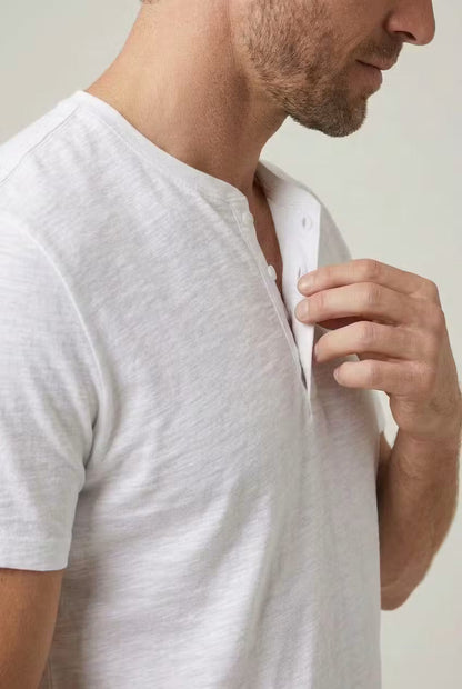 Men's Henley Shirt Short-Sleeve Button Placket Slim Fit Casual Smart-Casual Everyday Layering Relaxed Versatile Marden
