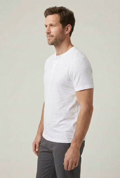 Men's Henley Shirt Short-Sleeve Button Placket Slim Fit Casual Smart-Casual Everyday Layering Relaxed Versatile Marden