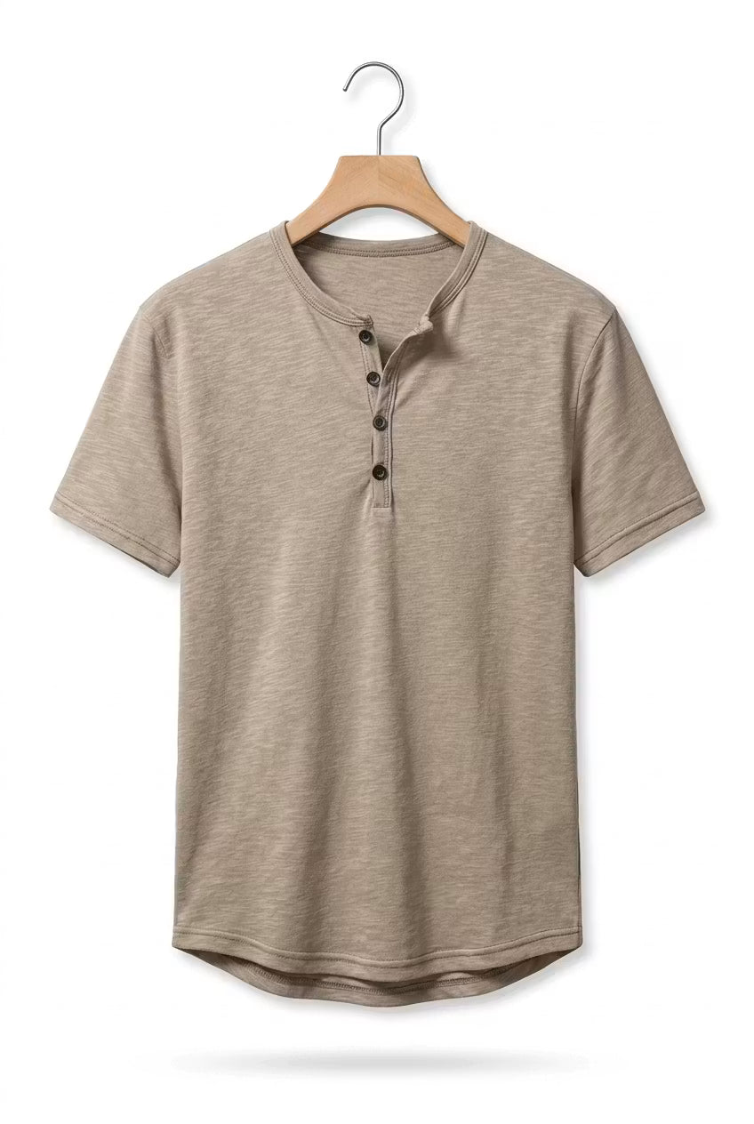 Men's Henley Shirt Short-Sleeve Button Placket Slim Fit Casual Smart-Casual Everyday Layering Relaxed Versatile Marden