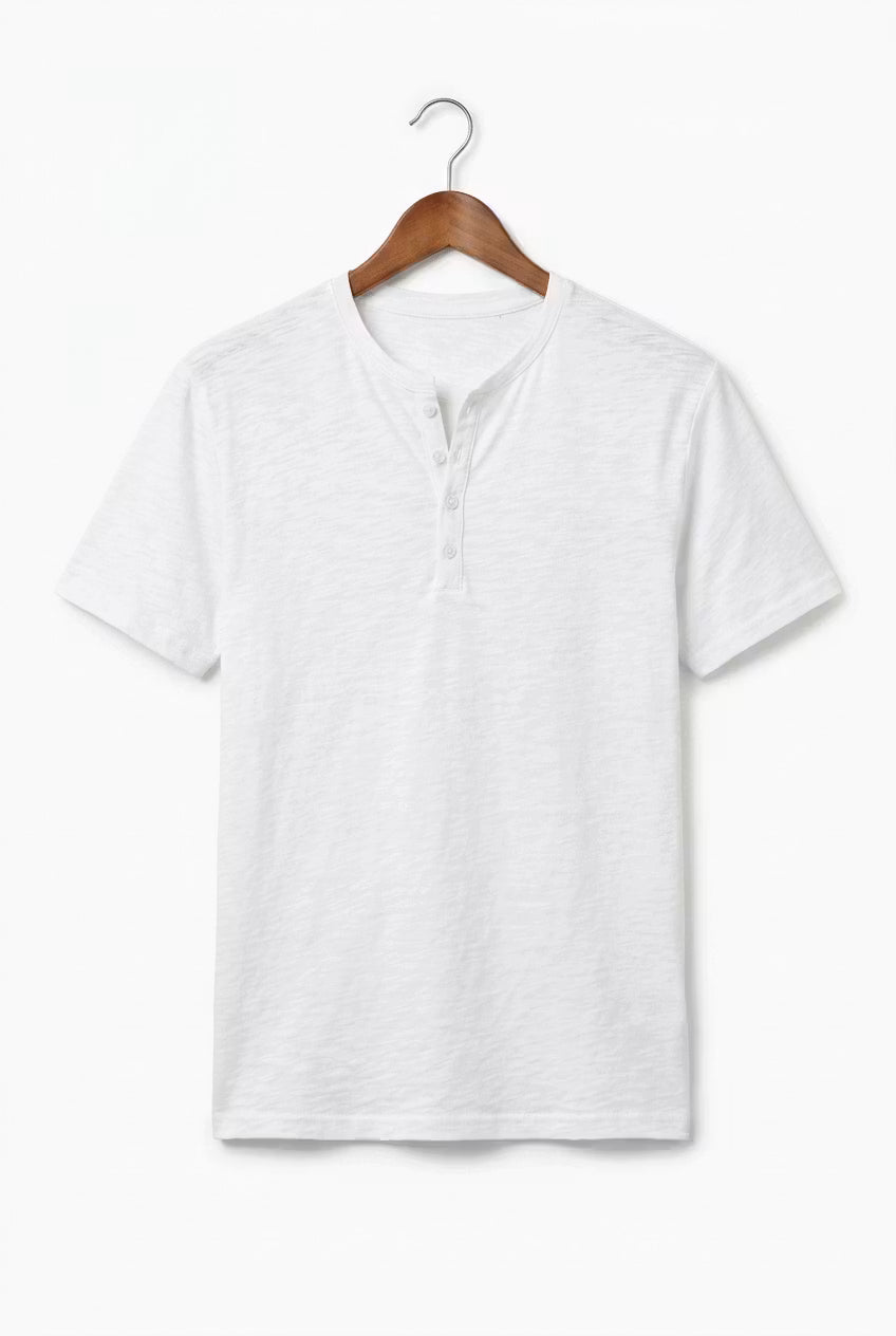 Men's Henley Shirt Short-Sleeve Button Placket Slim Fit Casual Smart-Casual Everyday Layering Relaxed Versatile Marden