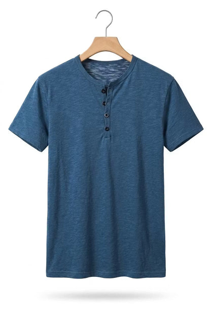 Men's Henley Shirt Short-Sleeve Button Placket Slim Fit Casual Smart-Casual Everyday Layering Relaxed Versatile Marden