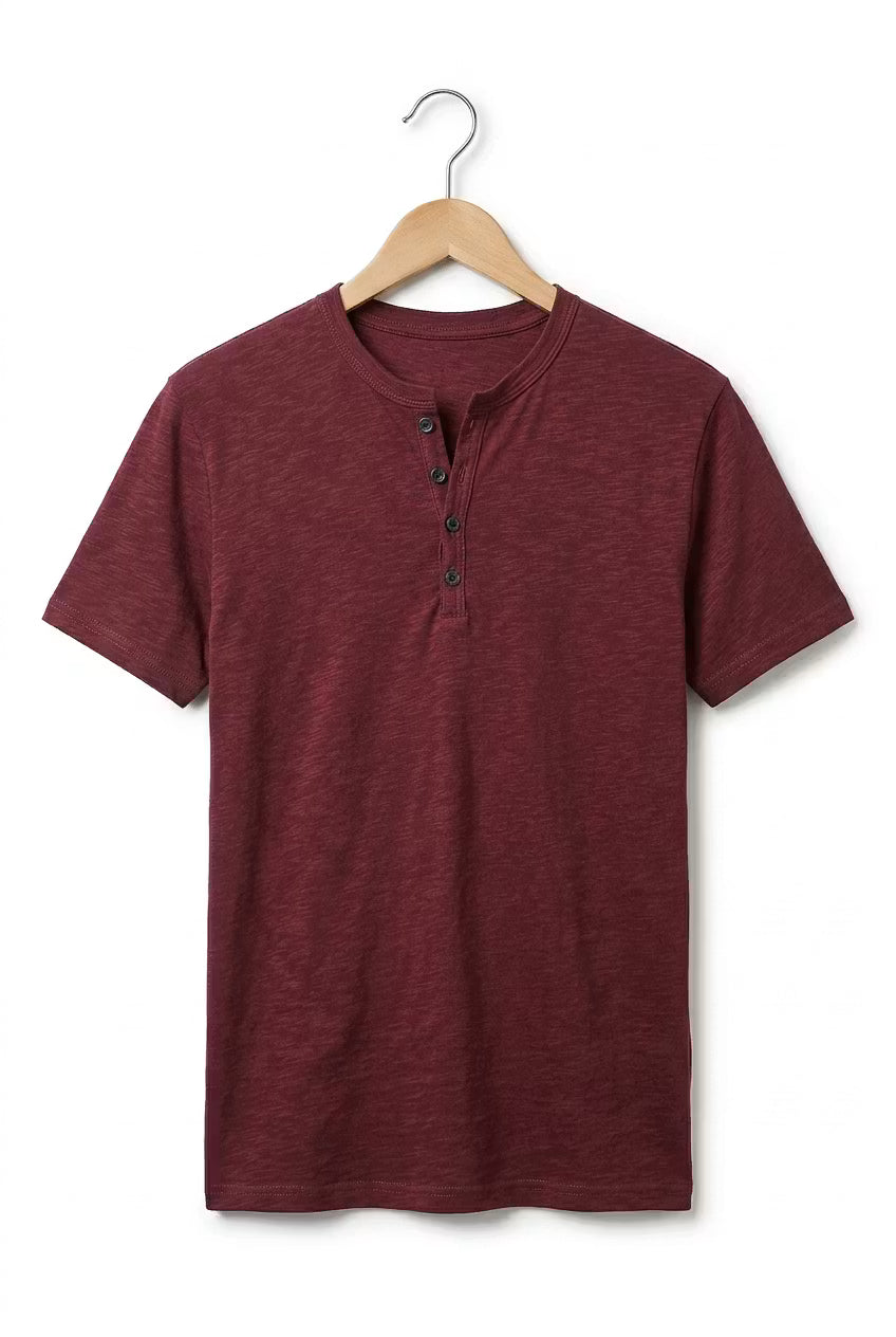 Men's Henley Shirt Short-Sleeve Button Placket Slim Fit Casual Smart-Casual Everyday Layering Relaxed Versatile Marden