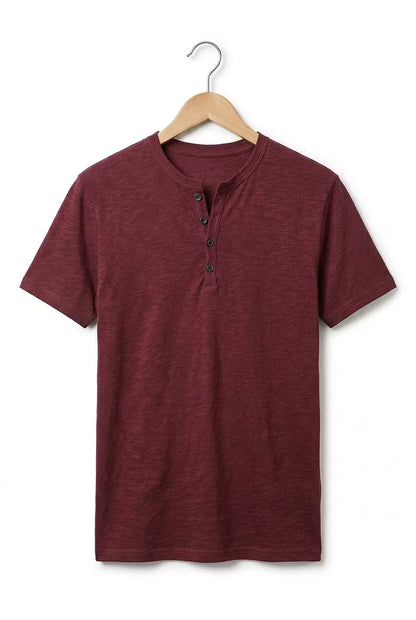 Men's Henley Shirt Short-Sleeve Button Placket Slim Fit Casual Smart-Casual Everyday Layering Relaxed Versatile Marden