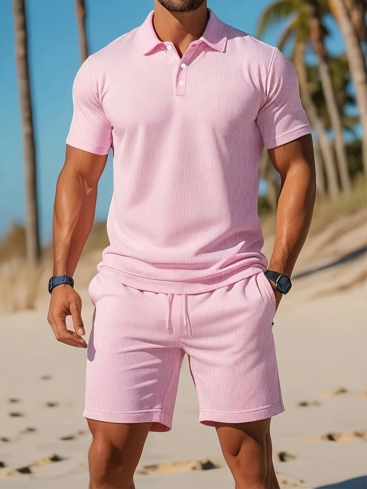 Men's Leisure Set Two-Piece Matching Shirt & Trousers Elegant Classic Casual Smart-Casual Everyday Loungewear Bevan