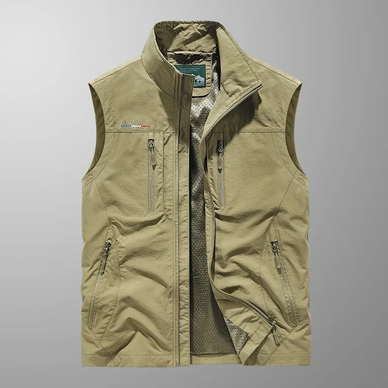 Men's Outdoor Vest Zip-Up Stand Collar Gilet Bodywarmer Layering Casual Everyday Warm Functional Colvin