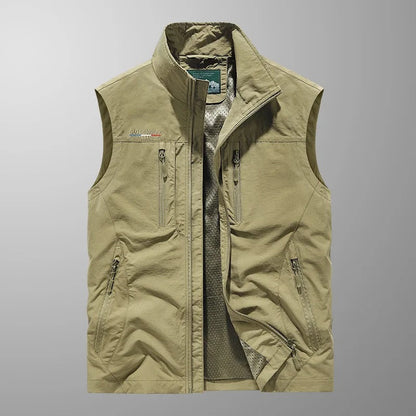 Men's Outdoor Vest Zip-Up Stand Collar Gilet Bodywarmer Layering Casual Everyday Warm Functional Colvin