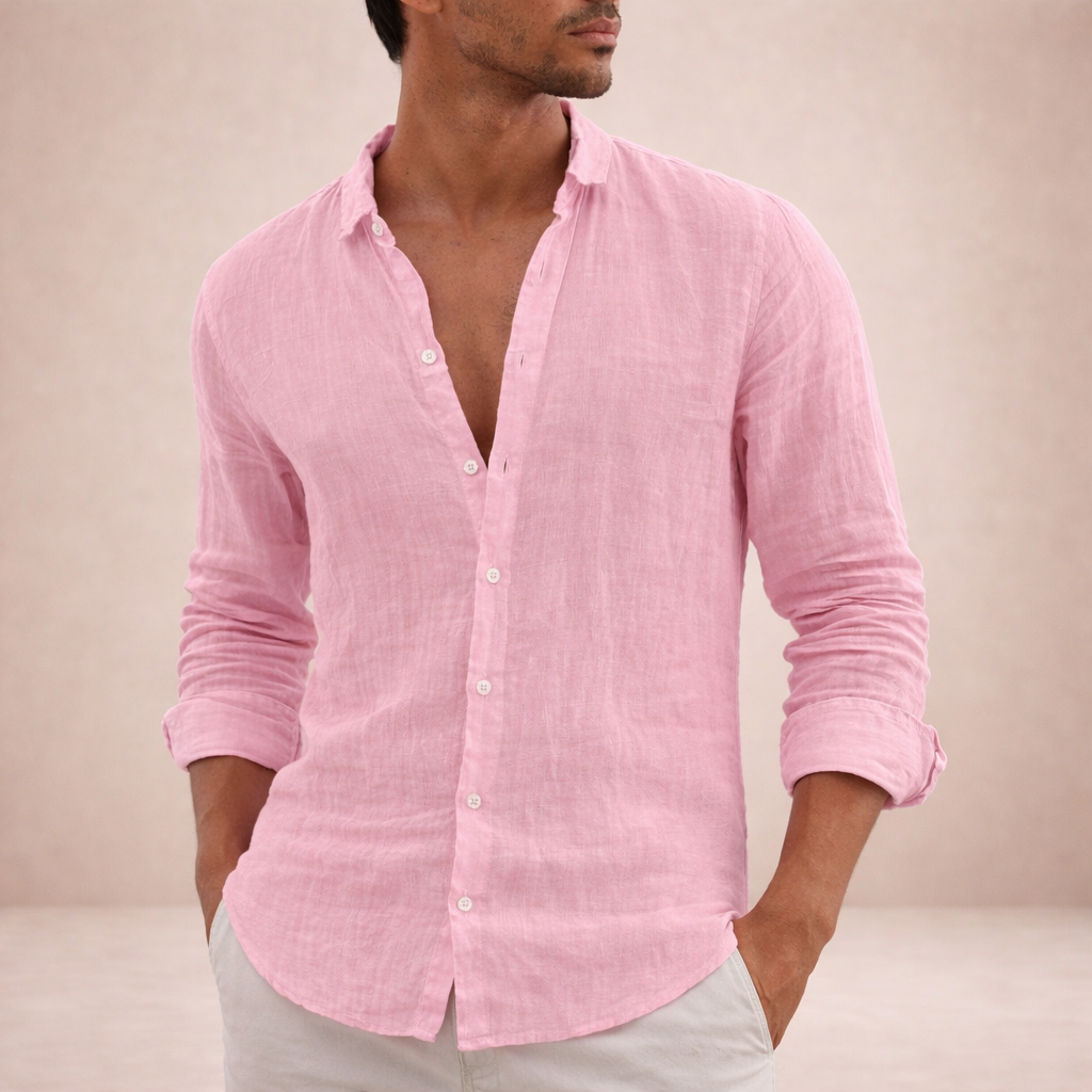 Men's Open Collar Shirt Long-Sleeve Button-Up Casual Smart-Casual Holiday Beach Everyday Relaxed Fit Griffith