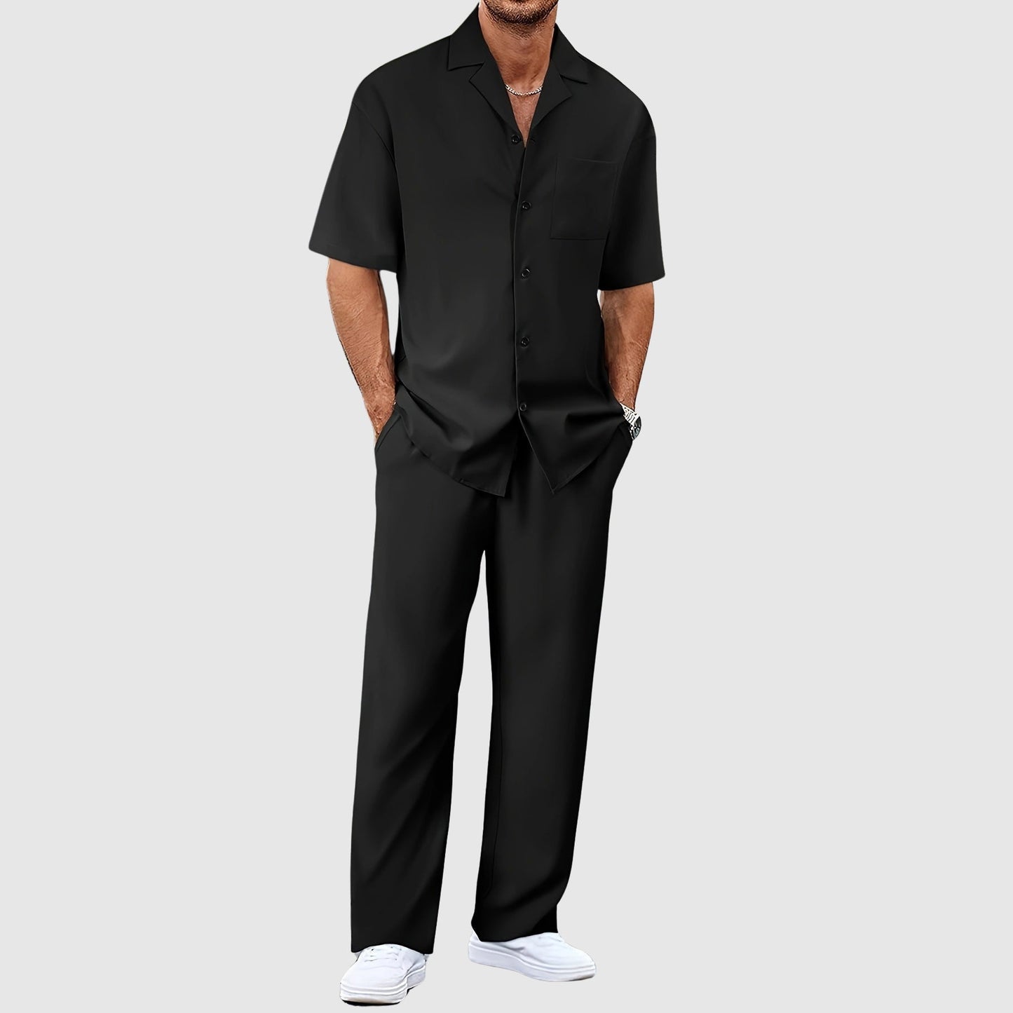 Men's Two-Piece Set Chic Matching Shirt & Shorts Casual Everyday Holiday Beach Relaxed Outfit Co-Ord Fenn