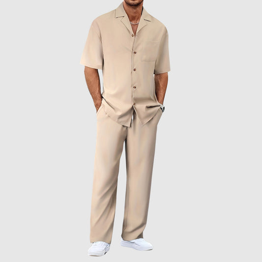 Men's Two-Piece Set Chic Matching Shirt & Shorts Casual Everyday Holiday Beach Relaxed Outfit Co-Ord Fenn