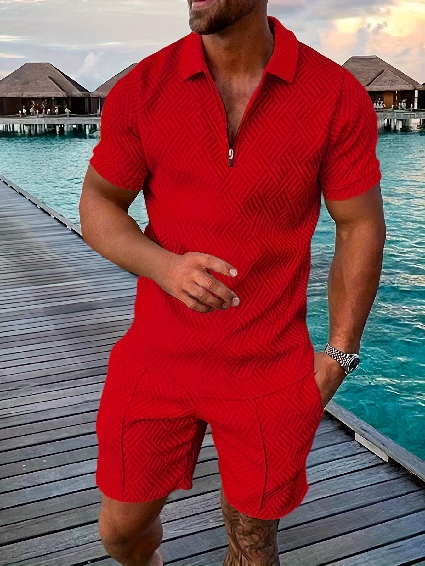 Men's Shirt & Shorts Set Two-Piece Matching Button-Up Casual Holiday Everyday Outfit Co-Ord Vincent