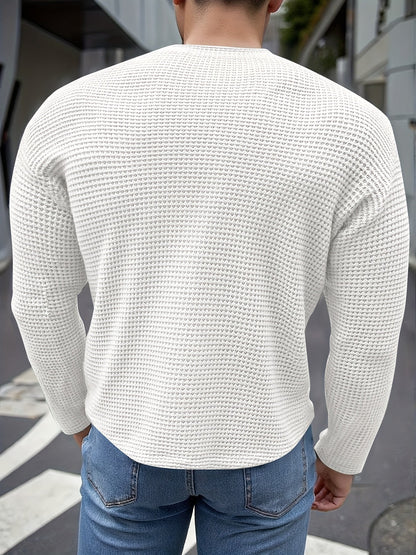 Men's Slim Fit Knit Shirt Long Sleeve Crew Neck Casual Everyday Wear