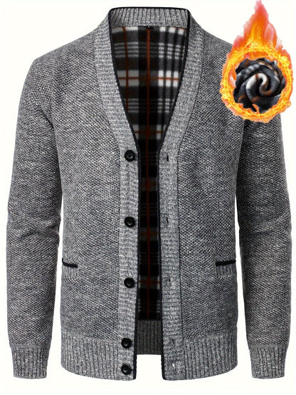 Men's Fleece Knit Cardigan Relaxed Fit Open Front Layering Everyday Wear