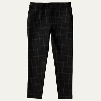Men's Checked Trousers Slim Fit Flat-Front Tapered Smart-Casual Office Business Everyday Tailored Plaid Versatile Hargrove