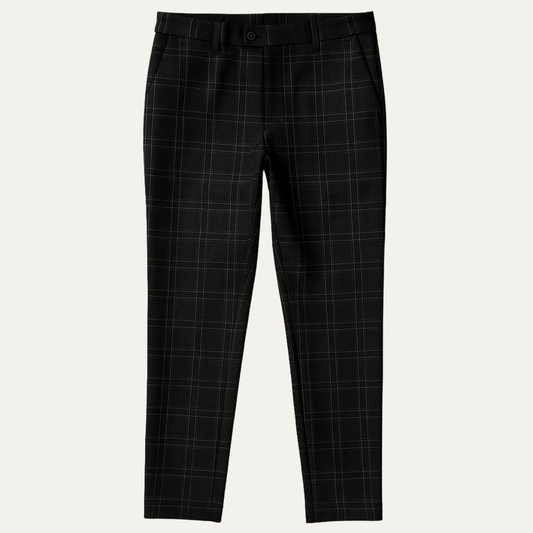 Men's Checked Trousers Slim Fit Flat-Front Tapered Smart-Casual Office Business Everyday Tailored Plaid Versatile Hargrove