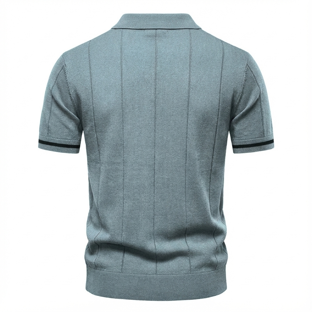 Men's Quarter-Zip Polo Shirt Short-Sleeve Collared Ribbed Casual Smart-Casual Everyday Golf Sport Regular Fit Weller