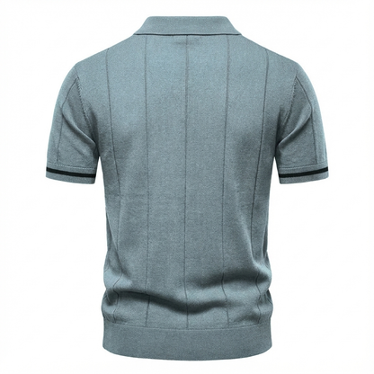 Men's Quarter-Zip Polo Shirt Short-Sleeve Collared Ribbed Casual Smart-Casual Everyday Golf Sport Regular Fit Weller