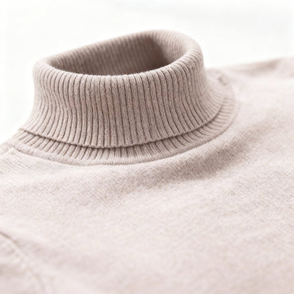 Men's Knit Turtleneck Sweater Slim Fit Long-Sleeve Ribbed Roll-Neck Casual Smart-Casual Layering Autumn Winter Everyday Wear