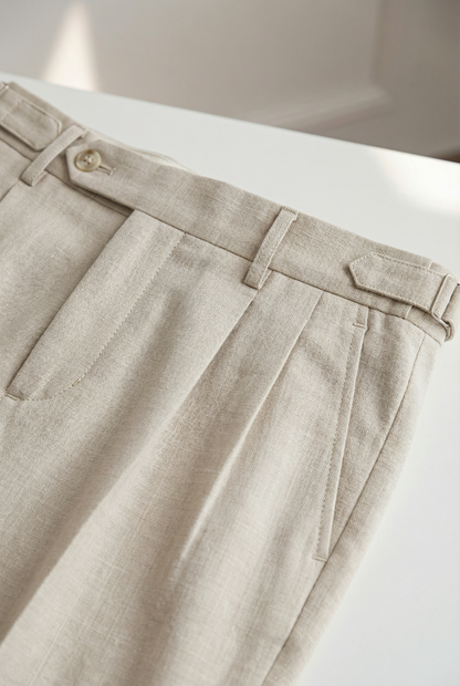 Men's Pleated Trousers Tapered Flat-Front Tailored Smart-Casual Office Formal Business Everyday Classic Versatile