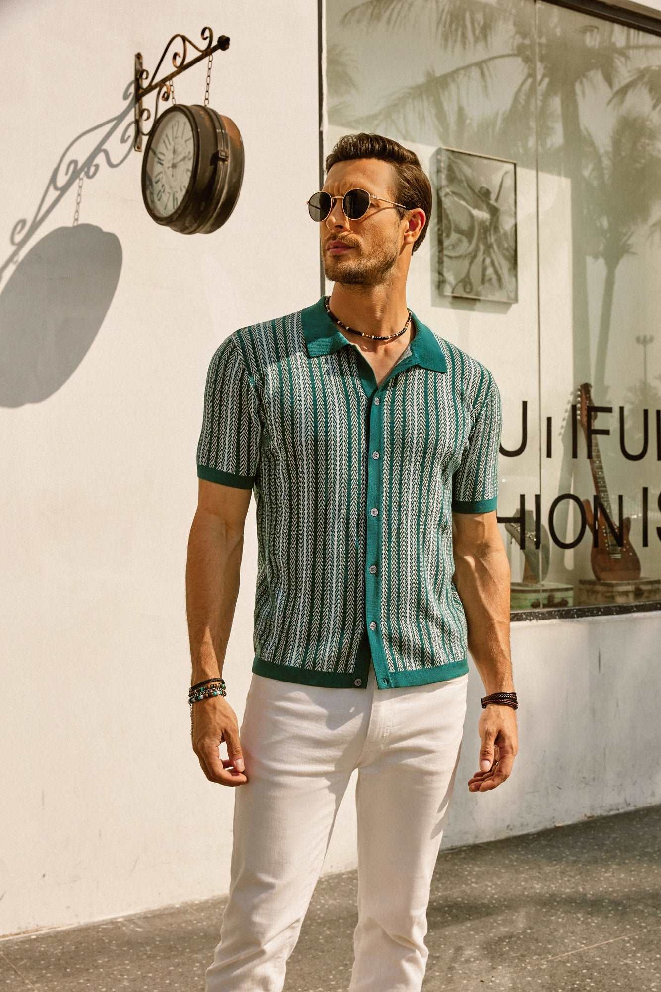 Men's Striped Polo Shirt Short-Sleeve Collared Regular Fit Casual Smart-Casual Everyday Golf Sport Dorian