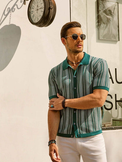 Men's Striped Polo Shirt Short-Sleeve Collared Regular Fit Casual Smart-Casual Everyday Golf Sport Dorian