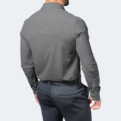 Men's Performance Shirt Non-Iron Ultra-Stretch Long-Sleeve Button-Up Collared Smart-Casual Office Business Everyday