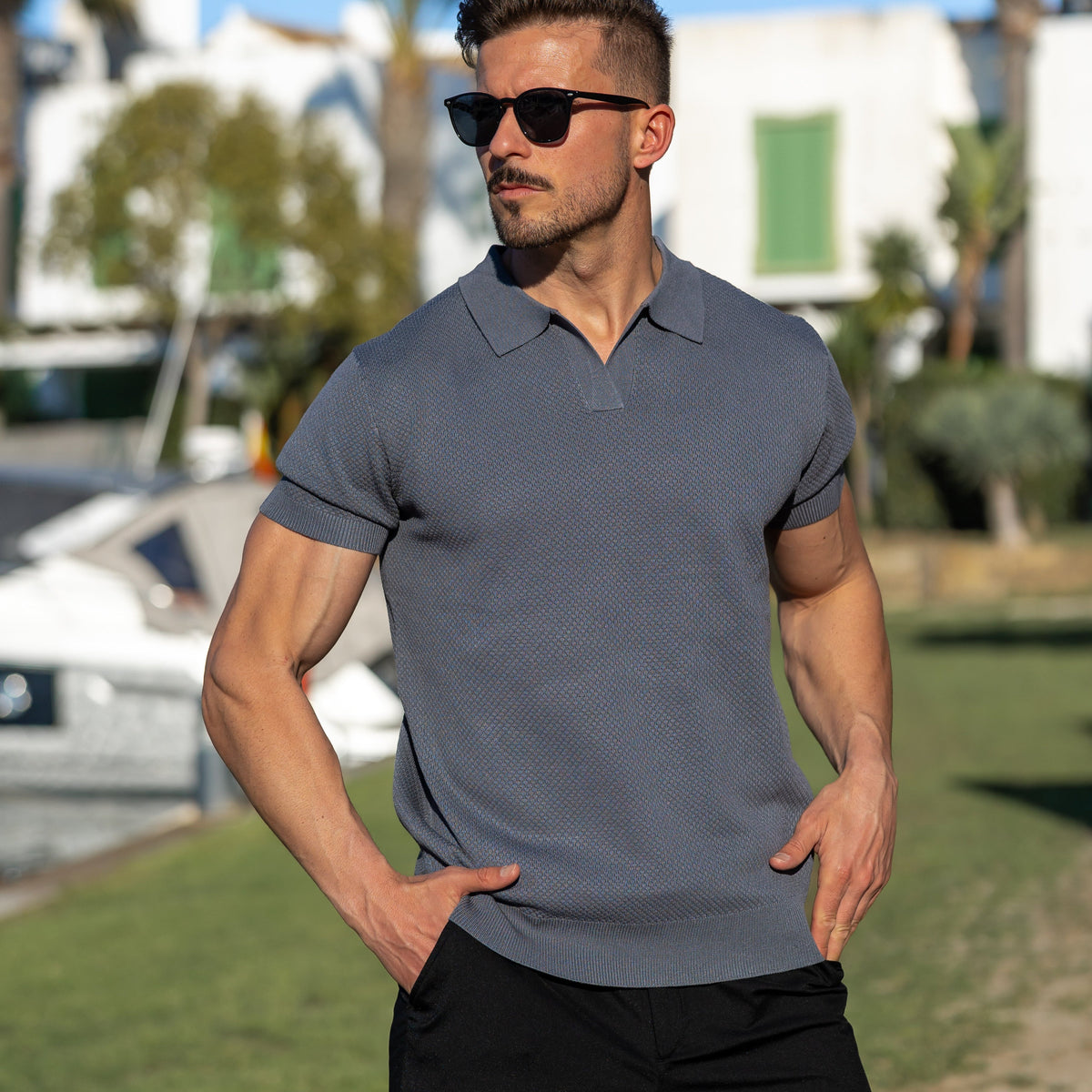 Men's Mesh Polo Shirt Short-Sleeve Collared Breathable Textured Casual Smart-Casual Everyday Golf Sport Regular Fit Osgood