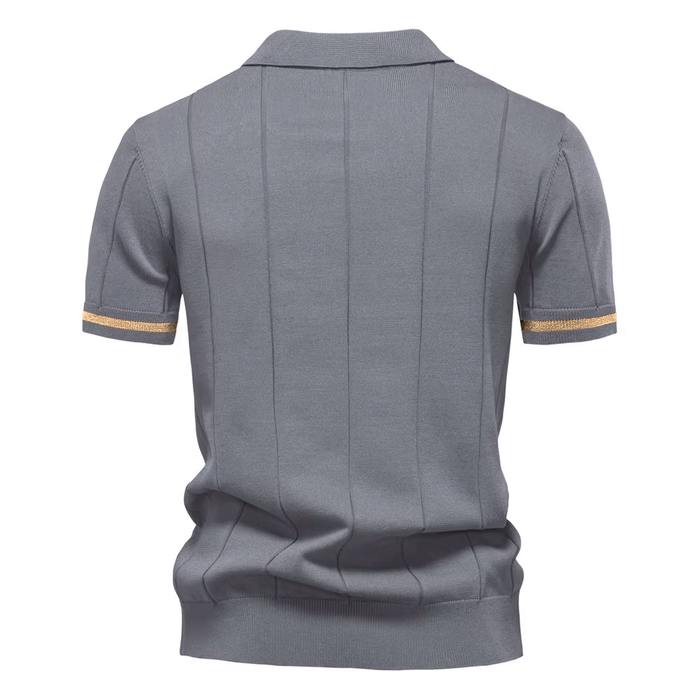Men's Quarter-Zip Polo Shirt Short-Sleeve Collared Ribbed Casual Smart-Casual Everyday Golf Sport Regular Fit Weller