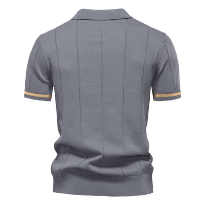 Men's Quarter-Zip Polo Shirt Short-Sleeve Collared Ribbed Casual Smart-Casual Everyday Golf Sport Regular Fit Weller