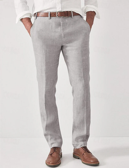 Men's Casual Trousers Regular Fit Flat-Front Tapered Smart-Casual Office Everyday Tailored Versatile Rockwell