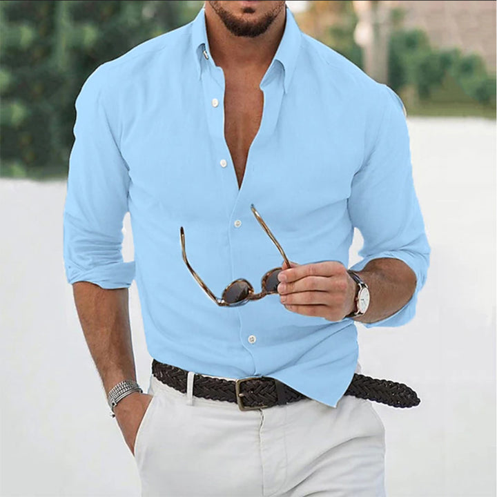 Men's Shirt Long-Sleeve Button-Up Collared Formal Smart-Casual Office Business Everyday Relaxed Fit Classic Ellsworth