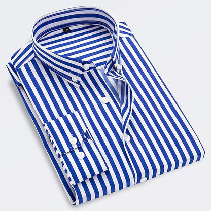 Men's Striped Shirt Short-Sleeve Button-Up Collared Casual Holiday Beach Smart-Casual Relaxed Everyday Devlin