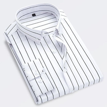 Men's Striped Shirt Short-Sleeve Button-Up Collared Casual Holiday Beach Smart-Casual Relaxed Everyday Devlin