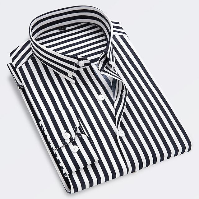 Men's Striped Shirt Short-Sleeve Button-Up Collared Casual Holiday Beach Smart-Casual Relaxed Everyday Devlin