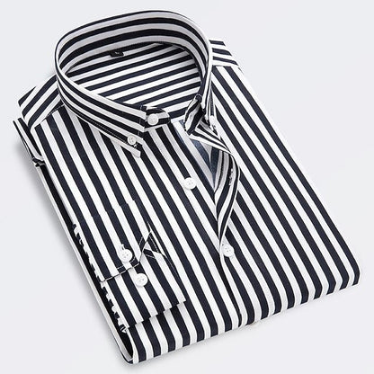 Men's Striped Shirt Short-Sleeve Button-Up Collared Casual Holiday Beach Smart-Casual Relaxed Everyday Devlin